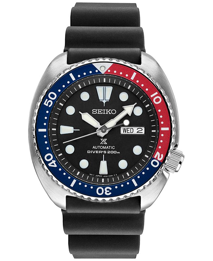 Frø sidde Konsekvent Seiko Men's Prospex Automatic Diver Black Silicone Strap Watch 45mm SRP779  - Macy's