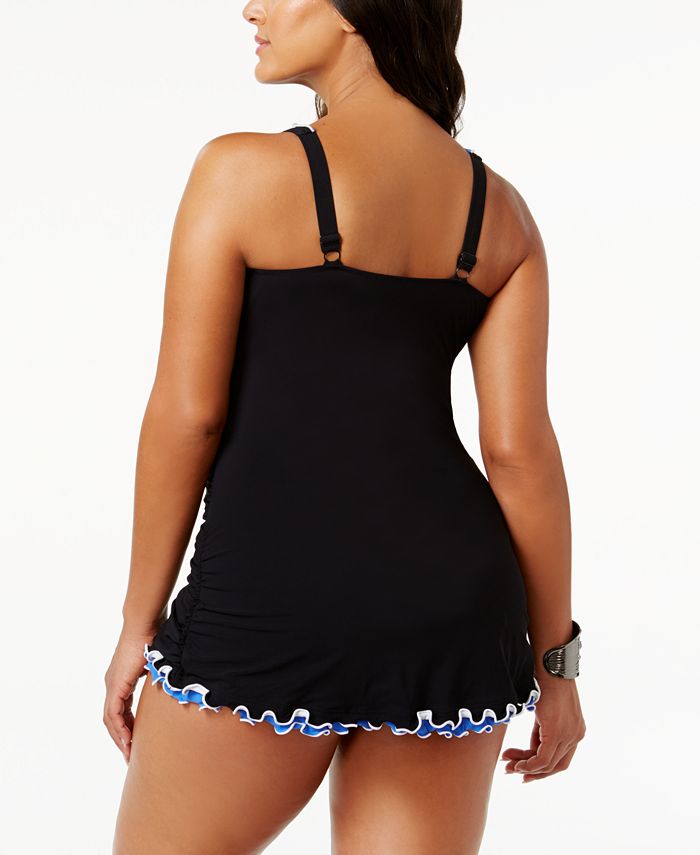 Profile By Gottex Plus Size Tummy Control Ruffled One Piece Swimdress Macys