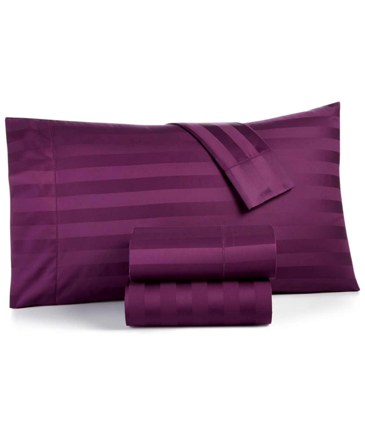 Charter Club Damask 1.5" Stripe 550 Thread Count 100% Cotton 3-pc. Sheet Set, Twin, Created For Macy's In Mulberry