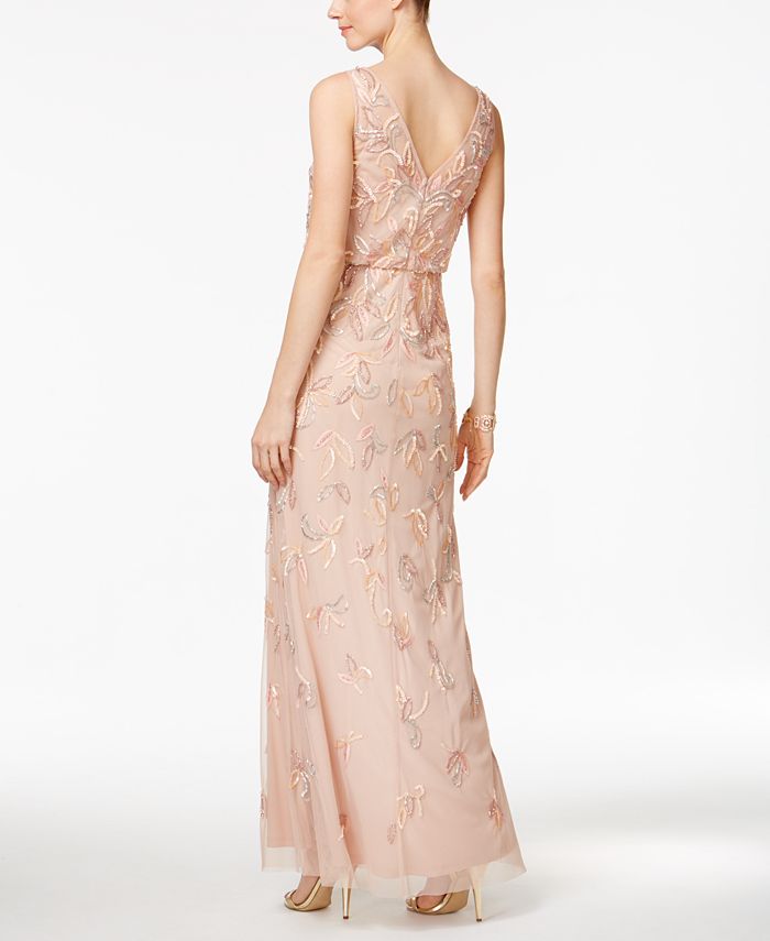 Adrianna Papell Beaded V-Back Blouson Gown & Reviews - Dresses - Women ...