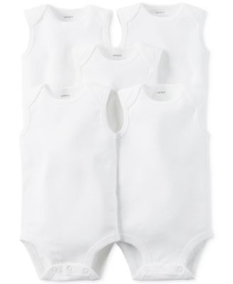 Baby Boys or Baby Girls Sleeveless Bodysuits, Pack of 5