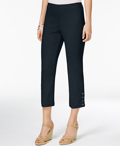 JM Collection Petite Lace-Up Cropped Pants, Only at Macy's