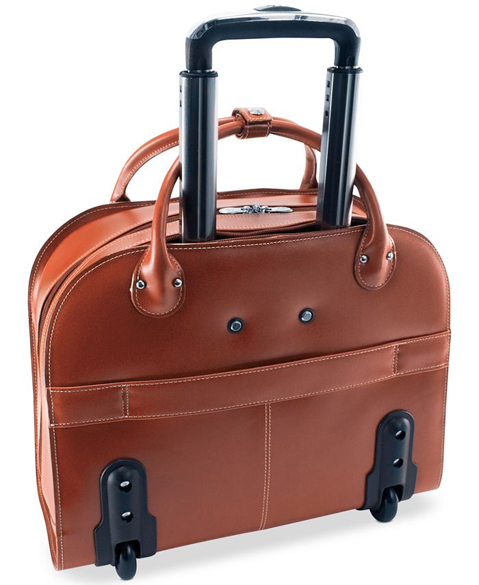 McKlein Edgebrook Leather Wheeled Laptop Briefcase & Reviews