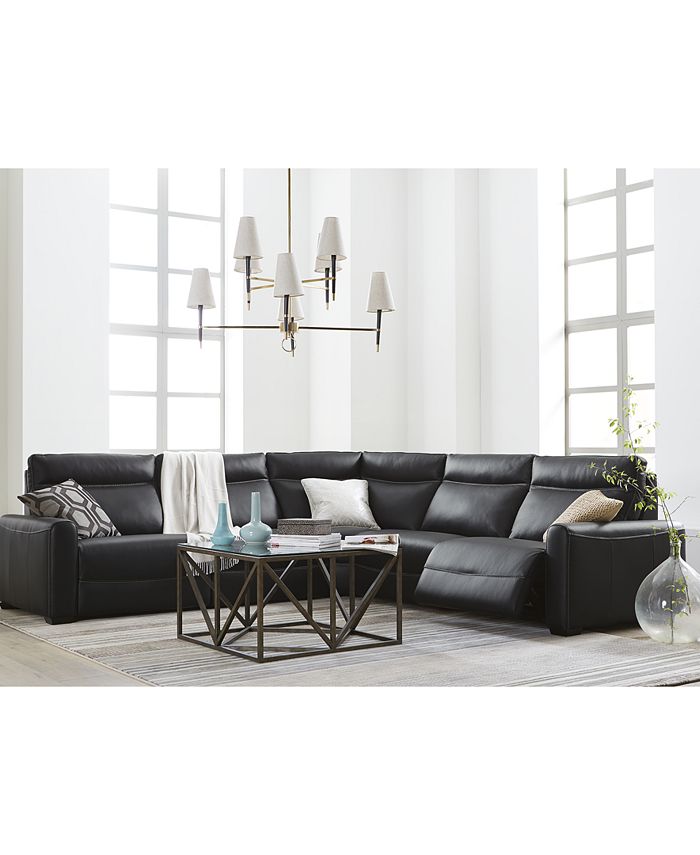 Furniture Marzia Leather Power, Macy S Black Leather Reclining Sofa