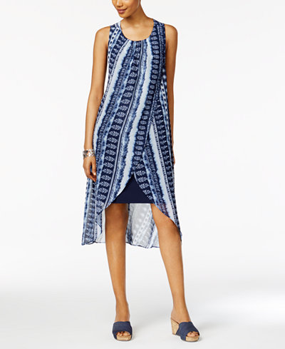 Style & Co Printed Tulip-Hem Dress, Only at Macy's