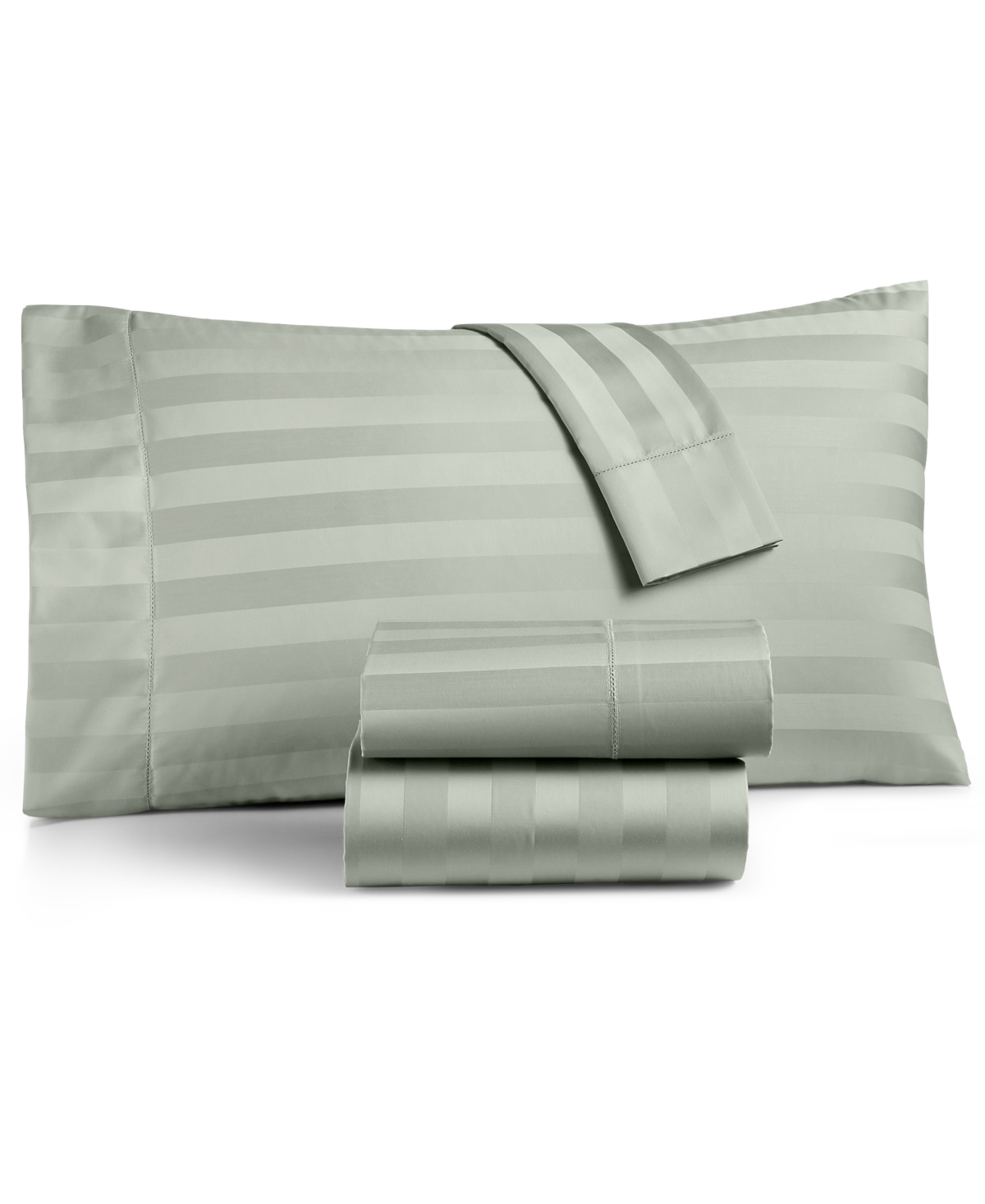 Charter Club Damask 1.5" Stripe 550 Thread Count 100% Cotton 3-pc. Sheet Set, Twin, Created For Macy's In Glacier