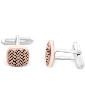 EFFY Collection - Men's Textured Cuff Links in Sterling Silver and 18k Rose Gold-Plate