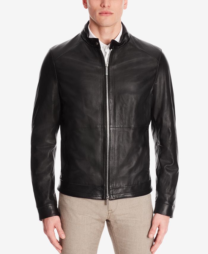 Hugo Boss BOSS Men's Leather Biker Jacket - Macy's