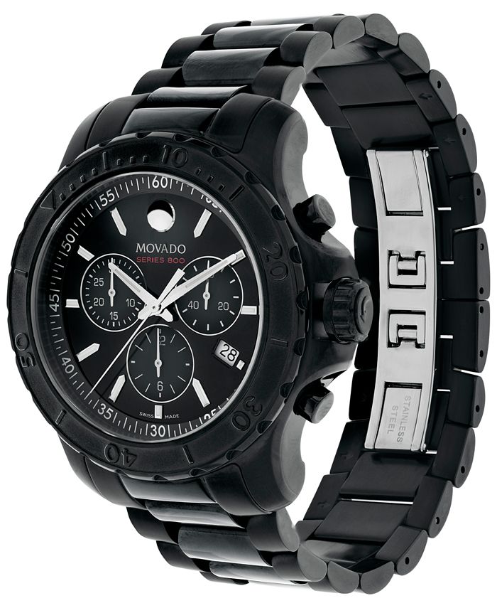 Movado Men's Swiss Chronograph Series 800 Black PVDFinish Performance