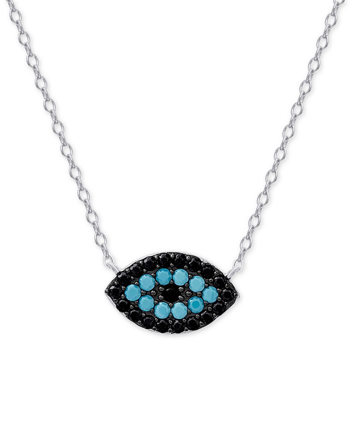 Macy's Manufactured Turquoise and Black Crystal EvilEye Pendant