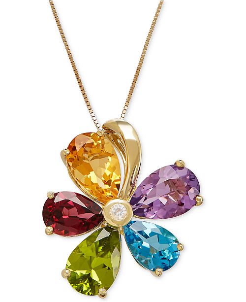 Macy's MultiGemstone (127/8 ct. t.w.) and Diamond Accent Flower