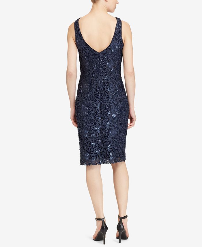 Lauren Ralph Lauren Sequin Lace V-Back Dress - Macy's