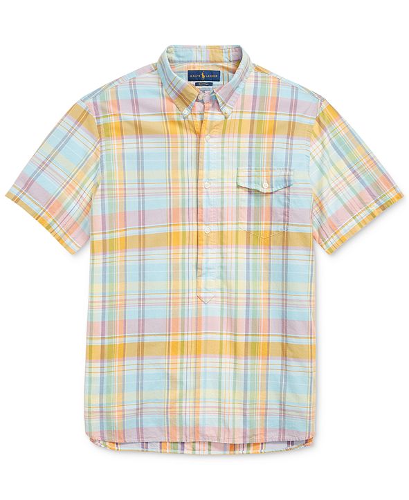Polo Ralph Lauren Men's Standard-Fit Cotton Popover Plaid Shirt ...