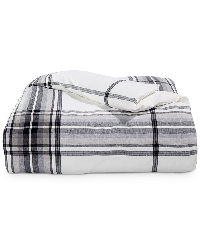 Hotel Collection Linen Plaid Full/Queen Duvet Cover, Created for Macy's