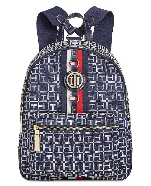 Tommy Hilfiger Jaden Monogram Jacquard Backpack Handbags
