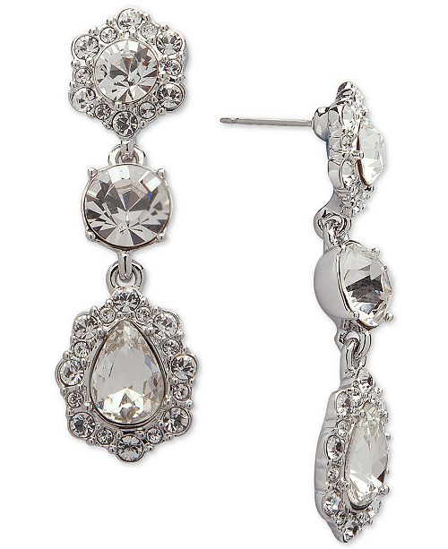 Givenchy Crystal and Pavé Triple Drop Earrings Fashion Jewelry Jewelry & Watches Macy's