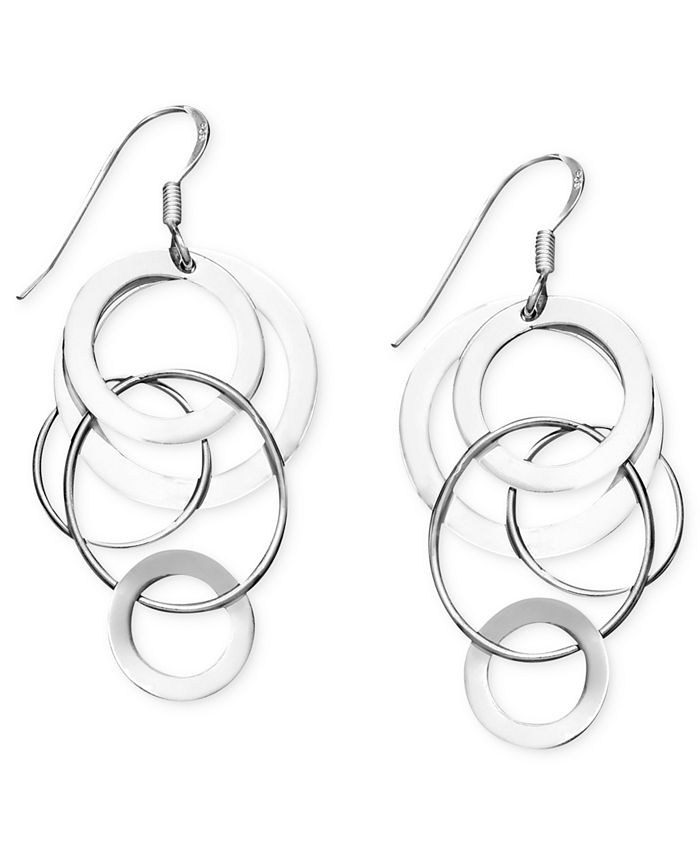 Giani Bernini Sterling Silver Earrings, Circle Drop Earrings - Macy's