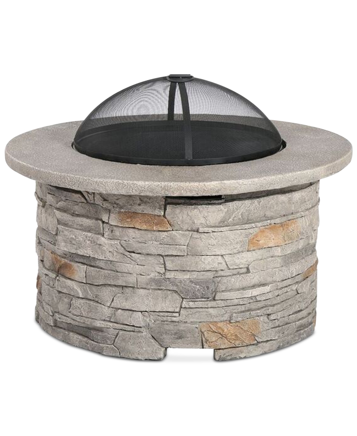 Noble House Garrin Round Wood Fire Pit In Stone