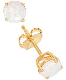 Opal Birthstone Stud Earrings in 14k Gold or 14k White Gold