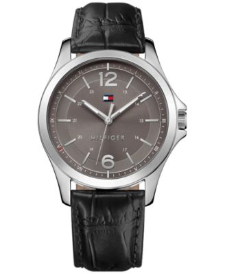 Tommy Hilfiger - Men's Essential Black Leather Strap Watch 42mm 1791376