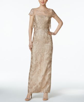 Adrianna Papell Tiered Lace Gown - Macy's