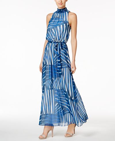 Calvin Klein Chiffon Printed Maxi Dress - Dresses - Women - Macy&#39;s
