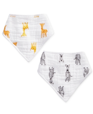 Aden By Aden + Anais Baby Boys & Girls 2-pack Giraffe- & Zebra-print Cotton Bandana Bibs In Safari Babe