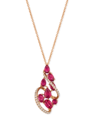 image of Le Vian Certified Passion Ruby (2-1/3 ct. t.w.) & Diamond (1/5 ct. t.w.) Pendant Necklace in 14k Rose Gold