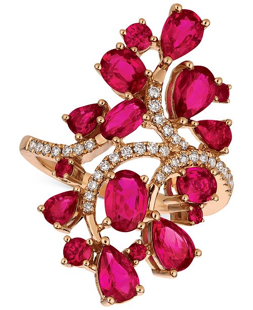 Le Vian Certified Passion Ruby 4 1 4 Ct T W Diamond 1 5 Ct T W Ring In 14k Rose Gold Reviews Rings Jewelry Watches Macy S