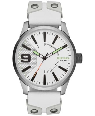 Diesel - Men's Rasp White Silicone & Leather Strap Watch 53mm DZ1828