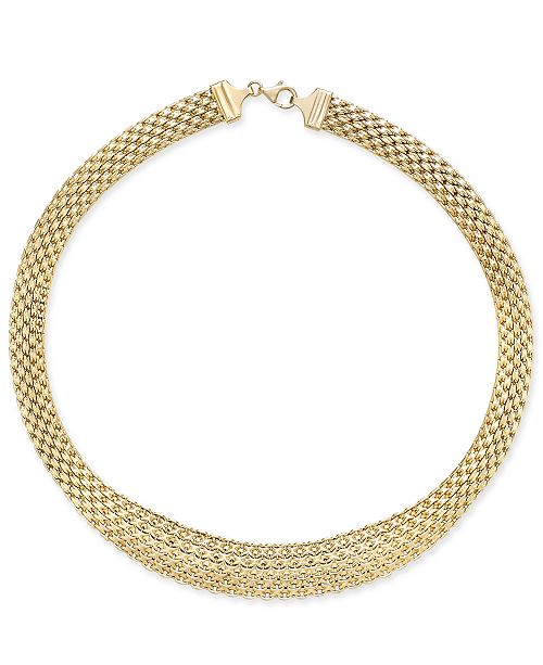 Italian Gold Graduated Wide Mesh Necklace In 14k Gold Reviews Necklaces Jewelry Watches Macy S