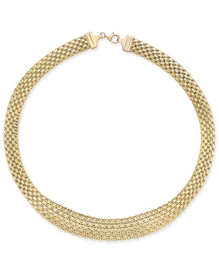 Italian Gold Graduated Wide Mesh Necklace in 14k Gold - Macy's