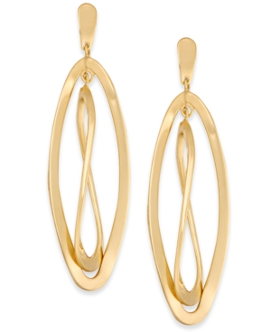 image of Twisted Oval Orbital Drop Earrings in 14k Gold