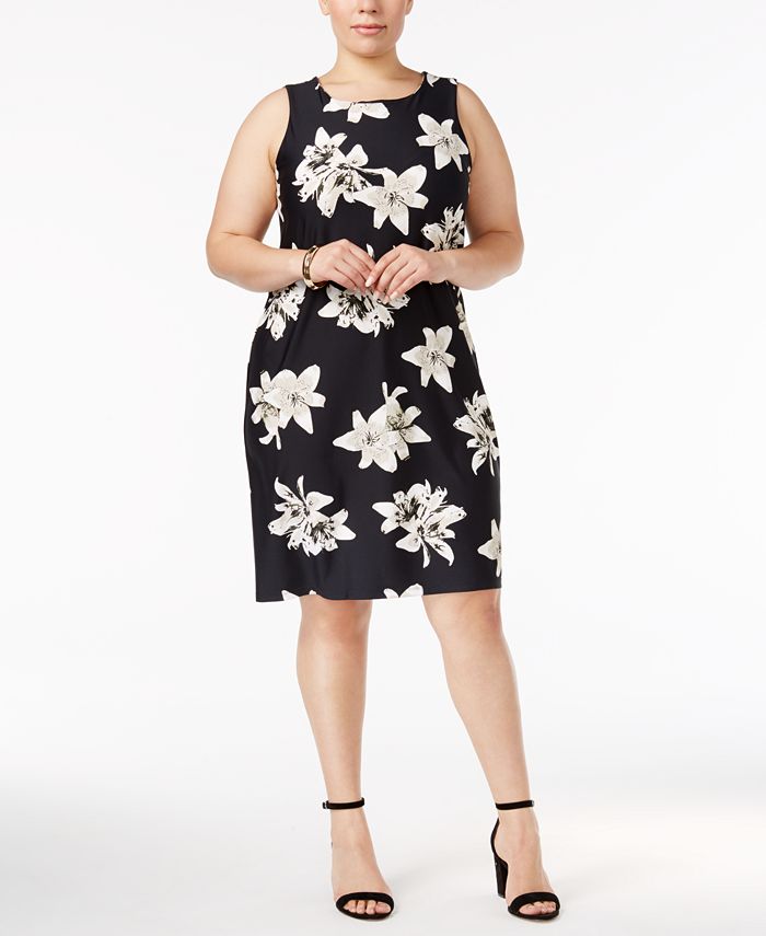 Charter Club Plus Size Lily-Print Sheath Dress, Created for Macy's - Macy's