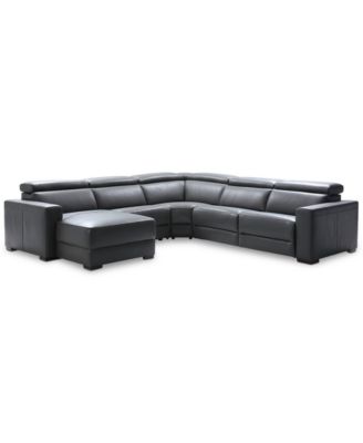 Furniture Nevio Leather Power Reclining, Leather Reclining Sofa With Chaise Lounge