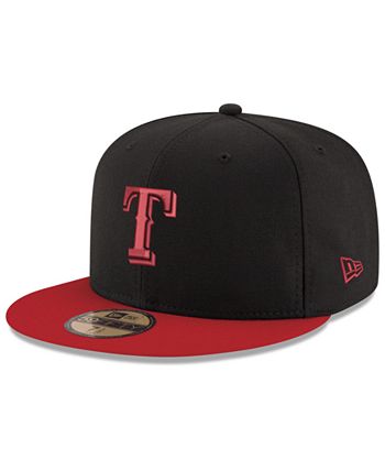 NEW ERA COUNTRY CLUB TEXAS RANGERS FITTED (BLACK PINSTRIPE/RED