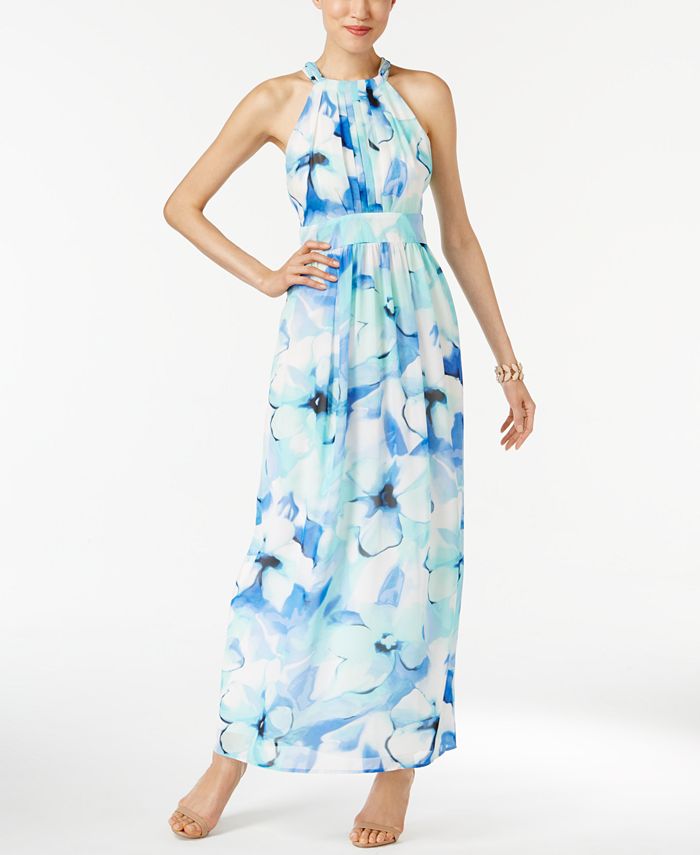Nine West Pleated Floral-Print Maxi Dress - Macy's