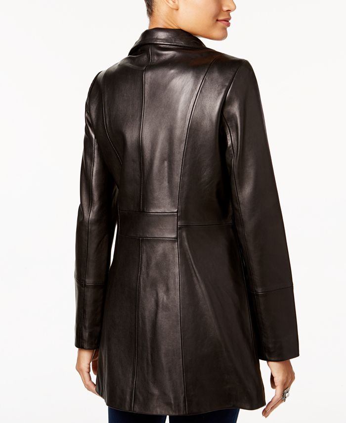 Cole Haan Asymmetrical Leather Jacket - Macy's