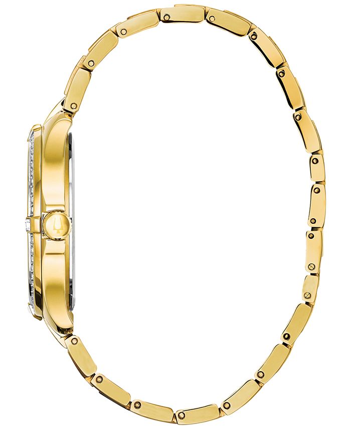 Bulova Women's Gold-Tone Stainless Steel & Crystal Bracelet Watch 35mm ...