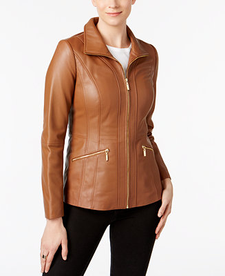 Anne Klein Scuba Leather Jacket - Macy's