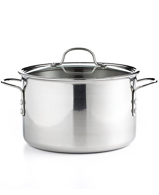 Tri-Ply Stainless Steel Stockpot  New Calphalon  8-qt 