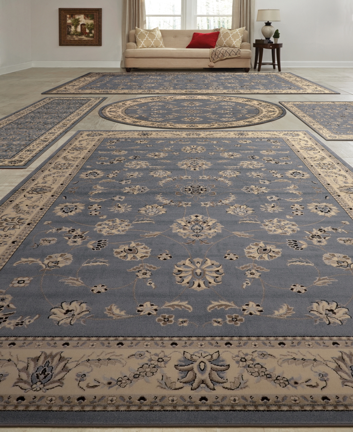 Km Home Vienna Isfahan 5-pc. Rug Set In Grey,blue