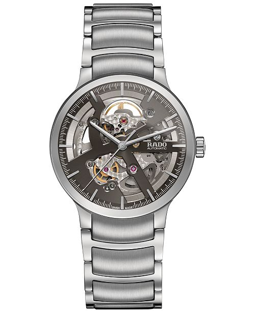 Rado Men S Swiss Centrix Automatic Skeleton Stainless Steel Bracelet Watch 38mm Reviews All Fine Jewelry Jewelry Watches Macy S