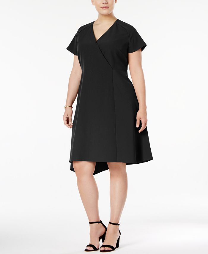 Anne Klein Plus Size Asymmetrical-Hem Fit & Flare Dress - Macy's