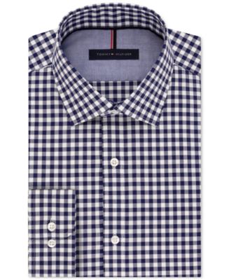 Tommy Hilfiger Men's Slim-Fit Navy Gingham Dress Shirt - Macy's