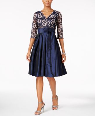 Jessica Howard Lace Taffeta Fit & Flare Dress - Dresses - Women - Macy's