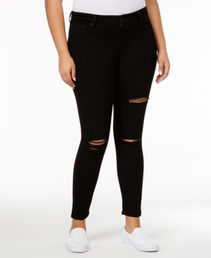 Celebrity Pink Trendy Plus Sized Ripped Skinny Jeans