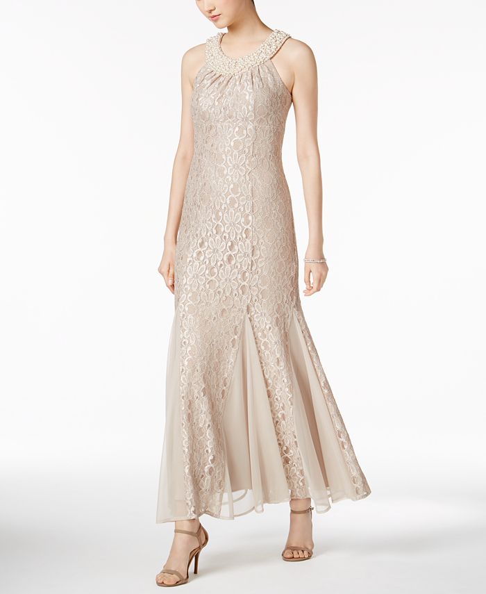 R & M Richards Embellished Lace Gown - Macy's