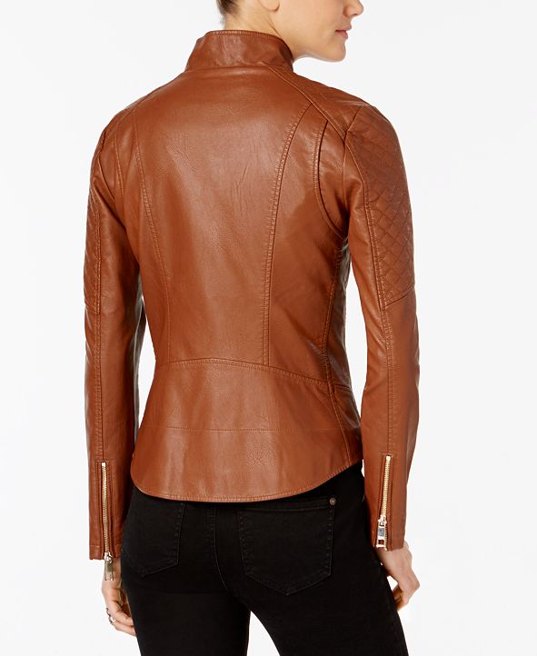 GUESS Stand-Collar Faux-Leather Jacket & Reviews - Coats ... (591 x 722 Pixel)