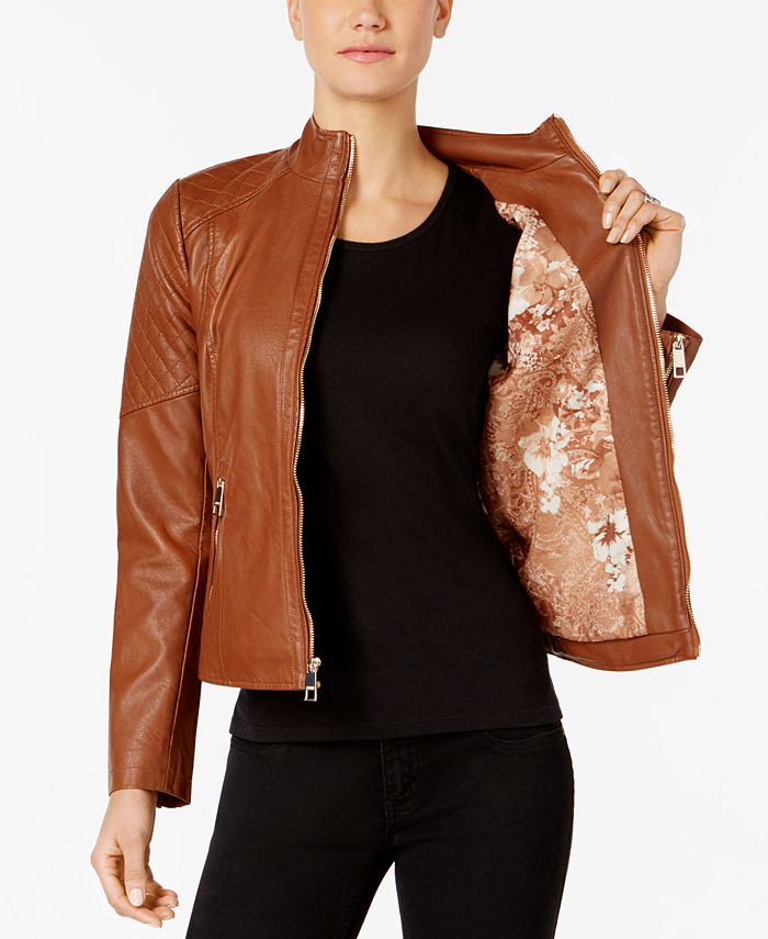 guess cream leather jacket